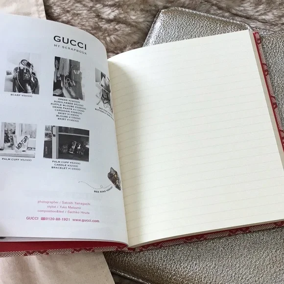 Gucci Cream Tote and Red Patterned Notebook - Picture 10 of 10
